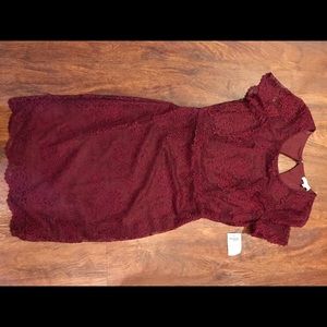 Maroon Lace Mini Dress